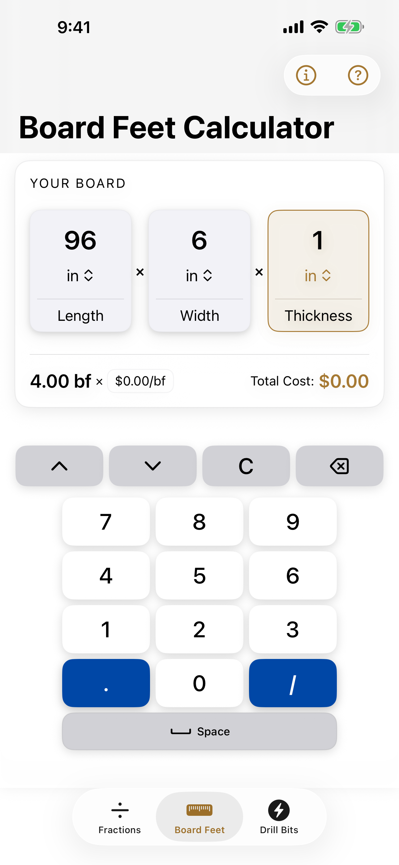 Board Feet Calculator - Light Mode
