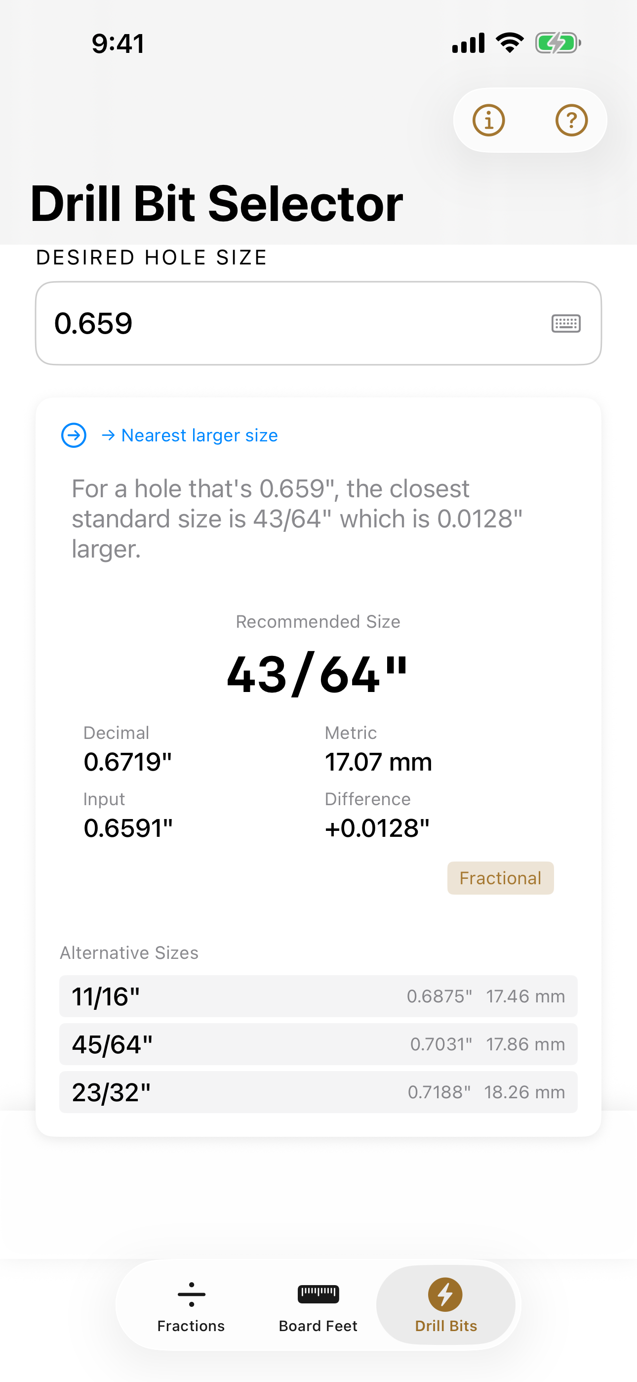 Drill Bit Reference - Light Mode