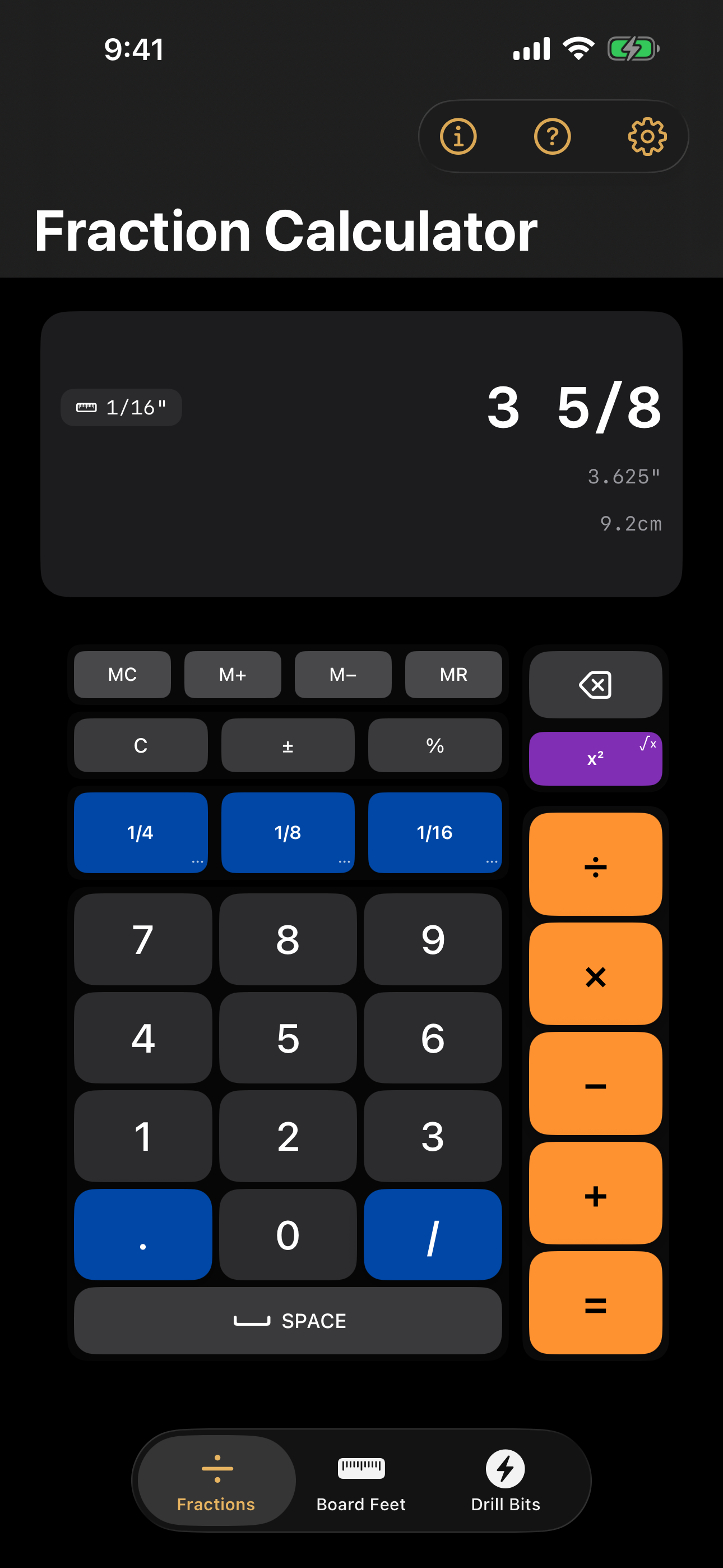 Fraction Calculator - Dark Mode
