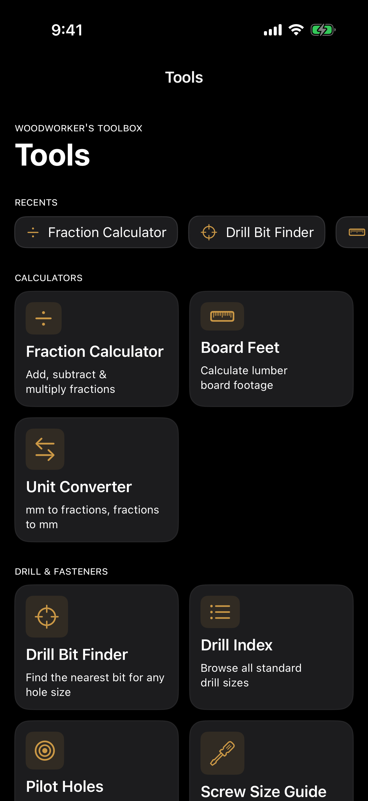 Home Screen - Dark Mode