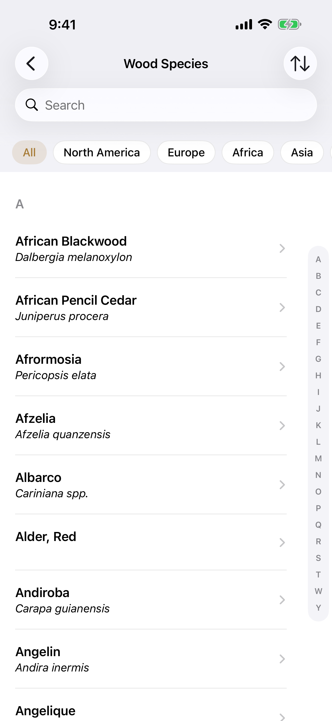 Wood Species Database with 280 species - Light Mode